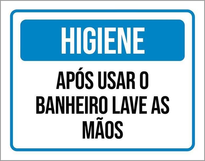 Imagem de Kit 3 Placas Higiene Após Usar Banheiro Lave As Mãos