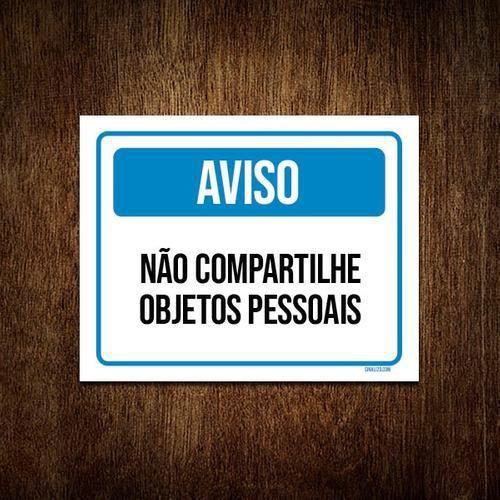 Imagem de Kit 3 Placas Higiene Aviso Não Compartilhe Objetos Pessoais