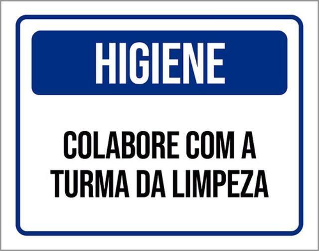 Imagem de Kit 3 Placas Higiene Colabore Com Turma Da Limpeza