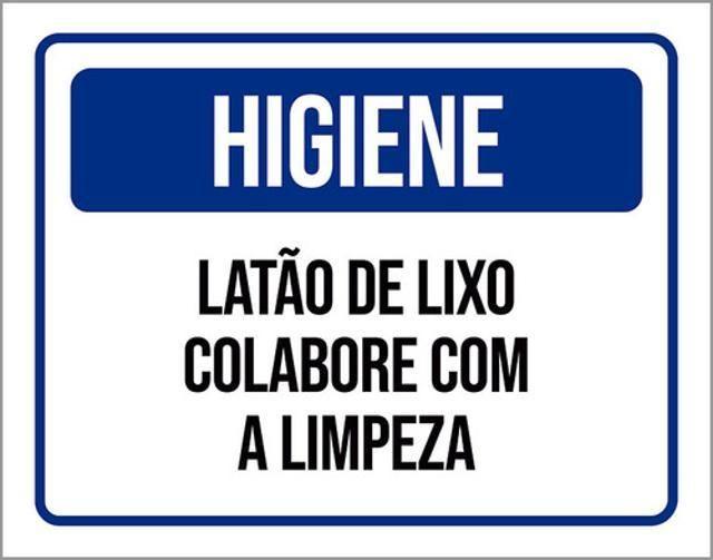 Imagem de Kit 3 Placas Higiene Latão Lixo Colabore Com Limpeza