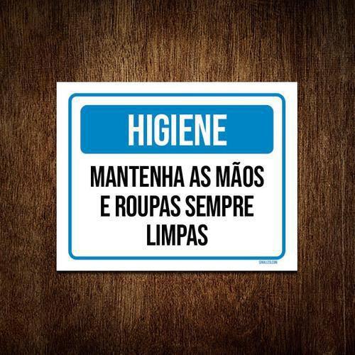 Imagem de Kit 3 Placas Higiene Mantenha Mãos E Roupas Limpas