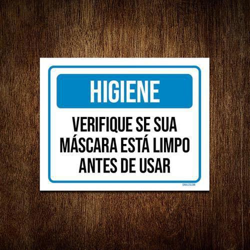 Imagem de Kit 3 Placas Higiene Verifique Sua Máscara Está Limpa