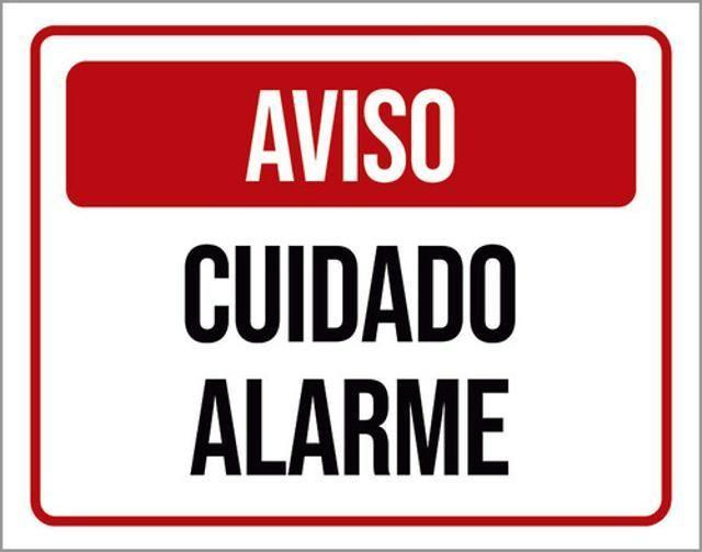 Imagem de Kit 3 Placas Identificação Aviso Cuidado Alarme 36X46