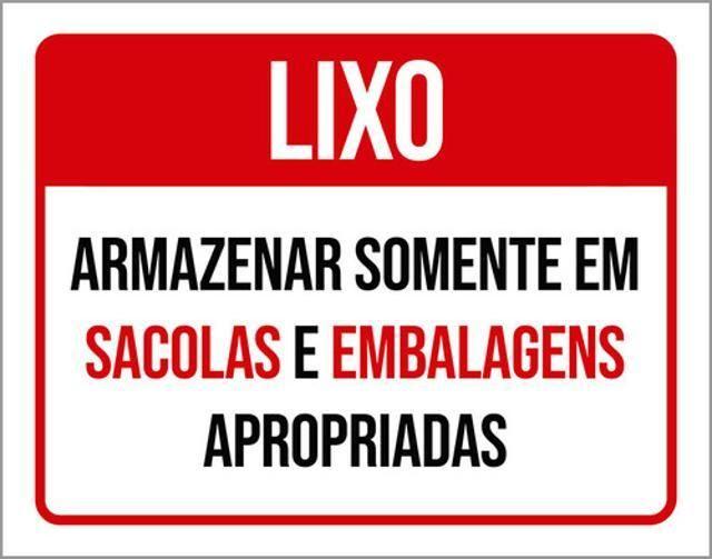 Imagem de Kit 3 Placas Lixo Armazenar Sacolas E Embalagens Apropriadas