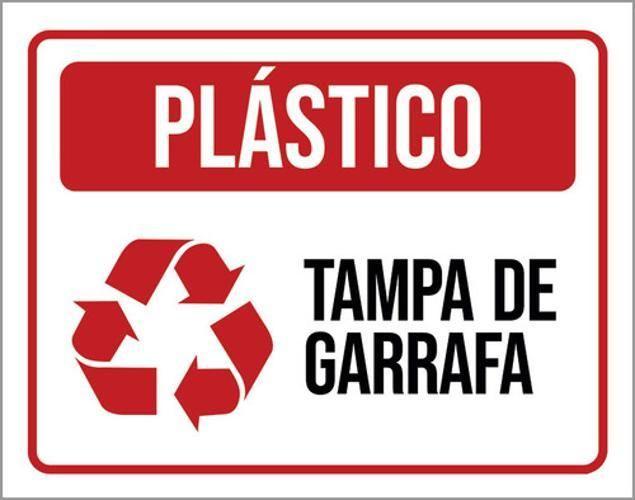 Imagem de Kit 3 Placas Lixo Plástico Tampa De Garrafa 36X46