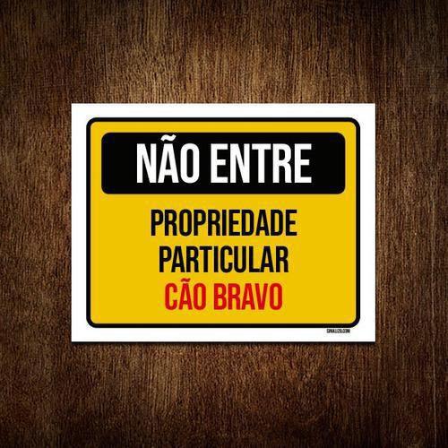 Imagem de Kit 3 Placas Não Entre Propriedade Particular Cão Bravo