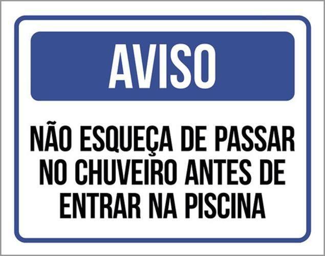 Imagem de Kit 3 Placas Não Esqueça Chuveiro Antes Entrar Piscina 36X46