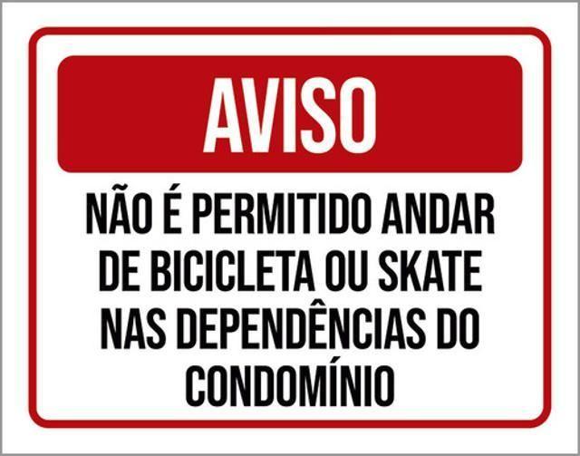 Imagem de Kit 3 Placas Não Permitido Andar Bicicleta Skate Condomínio