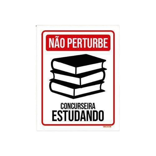 Imagem de Kit 3 Placas Não Perturbe - Concurseira Estudando