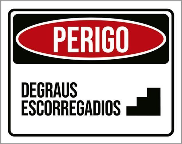 Imagem de Kit 3 Placas Perigo Degraus Escorregadios Ícone 36X46