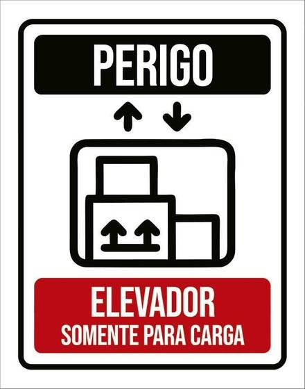 Imagem de Kit 3 Placas Perigo Elevador Somente Para Carga