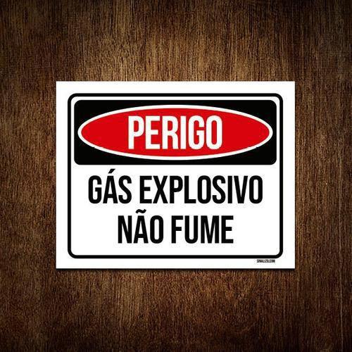 Imagem de Kit 3 Placas Perigo Gás Explosivo Não Fume