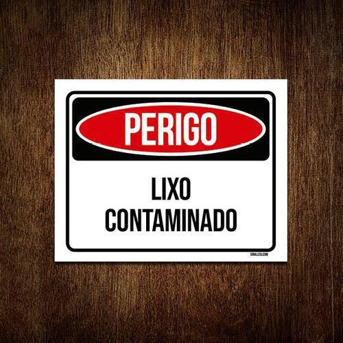 Imagem de Kit 3 Placas Perigo Lixo Contaminado