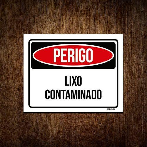 Imagem de Kit 3 Placas Perigo Lixo Contaminado