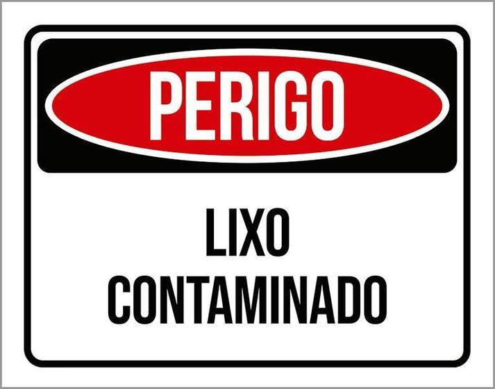 Imagem de Kit 3 Placas Perigo Lixo Contaminado