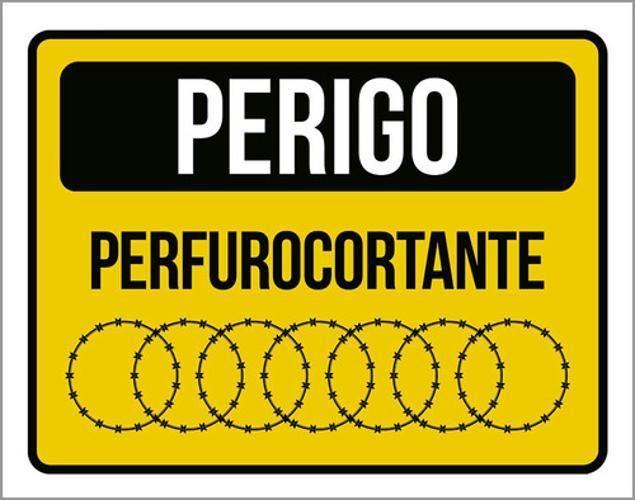 Imagem de Kit 3 Placas Perigo Perfurocortante Amarela 36X46