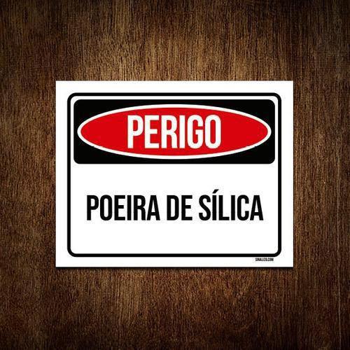 Imagem de Kit 3 Placas Perigo Poeira De Sílica