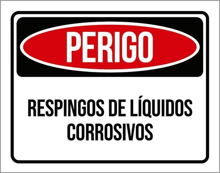 Imagem de Kit 3 Placas Perigo Respingos De Líquidos Corrosivos