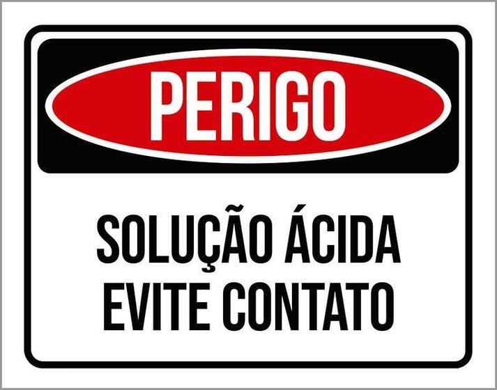 Imagem de Kit 3 Placas Perigo Solução Ácida Evite Contato