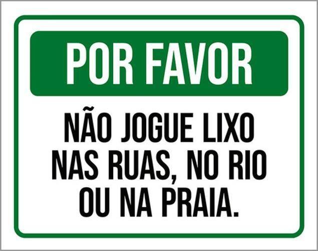 Imagem de Kit 3 Placas Por Favor Não Jogue Lixo Ruas Rio Praia