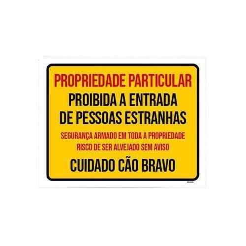 Imagem de Kit 3 Placas Proibida Entrada Risco Alvejado Cão Bravo