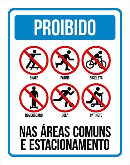 Imagem de Kit 3 Placas Proibido Áreas Comuns Estacionamento 27X35