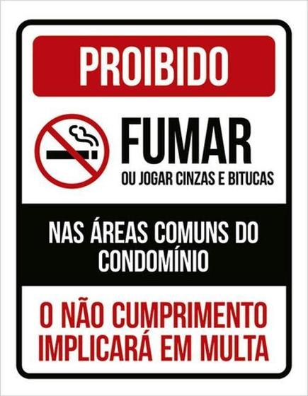 Imagem de Kit 3 Placas Proibido Fumar Jogar Áreas Comuns Condomínio