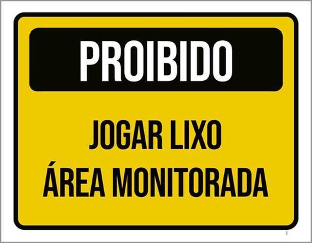 Imagem de Kit 3 Placas Proibido Jogar Lixo Área Monitorada