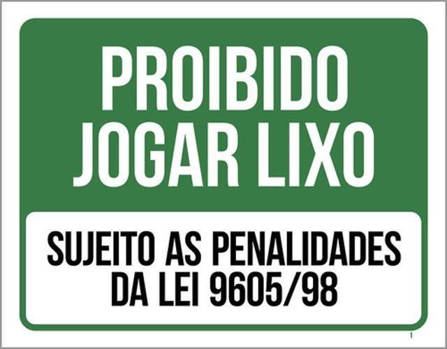 Imagem de Kit 3 Placas Proibido Jogar Lixo Sujeito Penalidades Da Lei