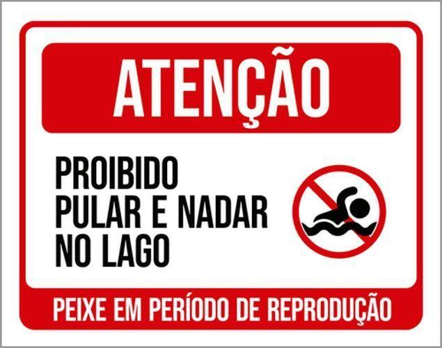 Imagem de Kit 3 Placas Proibido Pular Nadar No Lago