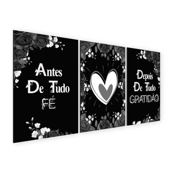 Imagem de Kit 3 Placas Quadros Decorativos Antes de tudo Fé, Depois de Tudo Gratidão - 05