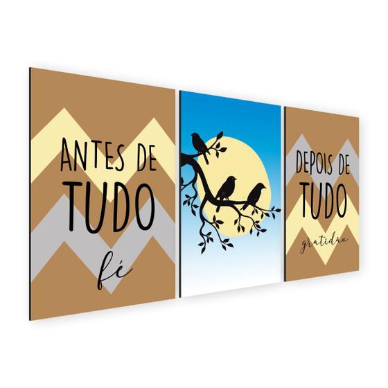 Imagem de Kit 3 Placas Quadros Decorativos Antes de tudo Fé, Depois de Tudo Gratidão - 07