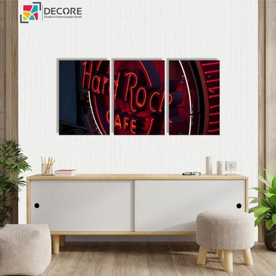 Imagem de Kit 3 Placas Quadros Decorativos Hard Rock Cafe Rock Roll