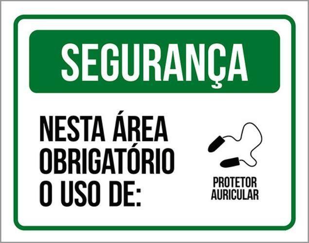 Imagem de Kit 3 Placas Segurança Área Obrigatório Protetor Auricular