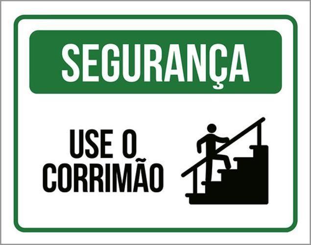 Imagem de Kit 3 Placas Segurança Use Corrimão Verde 36X46