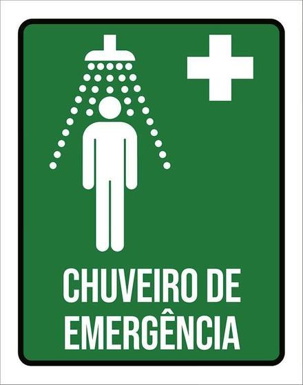 Imagem de Kit 3 Placas Sinalização Ambiente Chuveiro Emergência