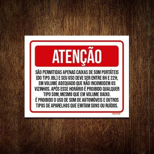 Imagem de Kit 3 Placas Sinalização - Atenção Permitidas Caixas Som