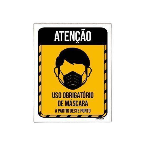 Imagem de Kit 3 Placas Sinalização Atenção Uso Obrigatório Máscara