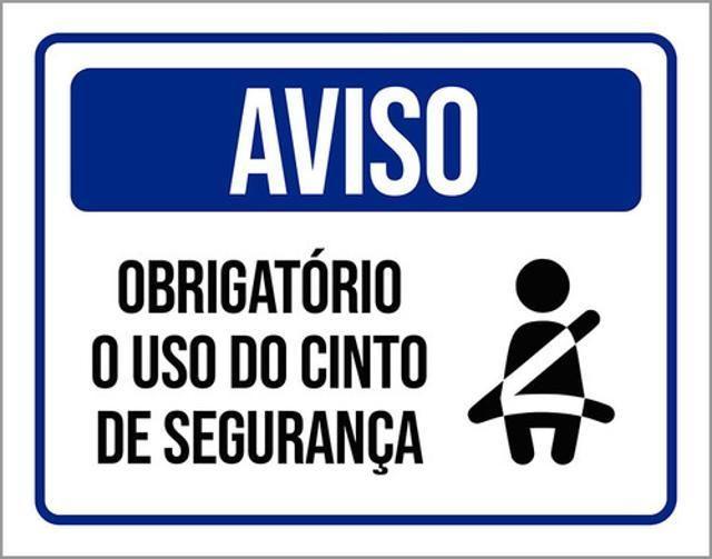 Imagem de Kit 3 Placas Sinalização Aviso Obrigatório Cinto Segurança