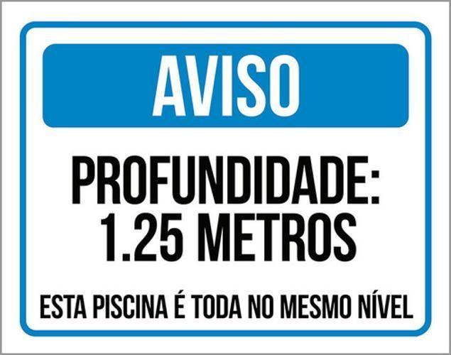 Imagem de Kit 3 Placas Sinalização - Aviso Profundidade 1,25 Metros