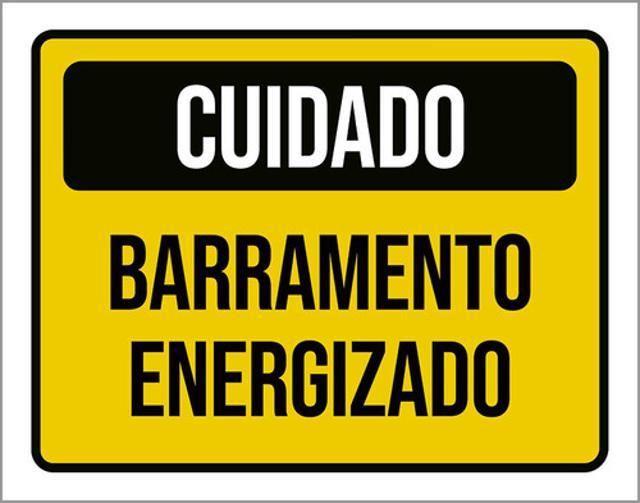 Imagem de Kit 3 Placas Sinalização - Cuidado Barramento Energizado