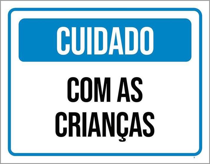 Imagem de Kit 3 Placas Sinalização - Cuidado Com As Crianças