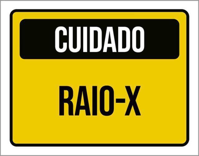 Imagem de Kit 3 Placas Sinalização - Cuidado Raio-X Amarelo