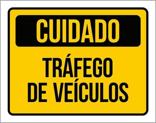 Imagem de Kit 3 Placas Sinalização - Cuidado Tráfego Veículos