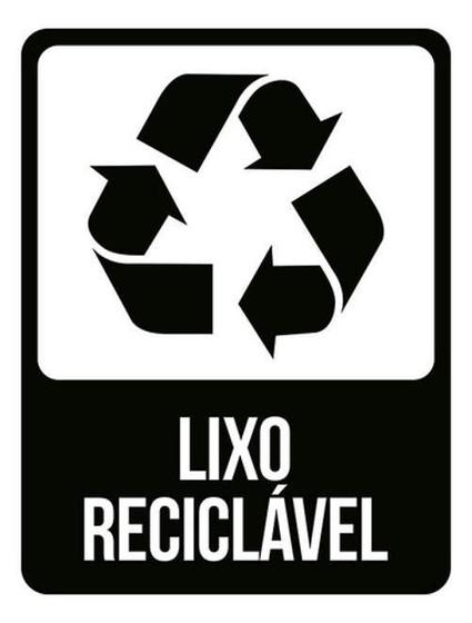 Imagem de Kit 3 Placas Sinalização - Lixo Reciclável Preta