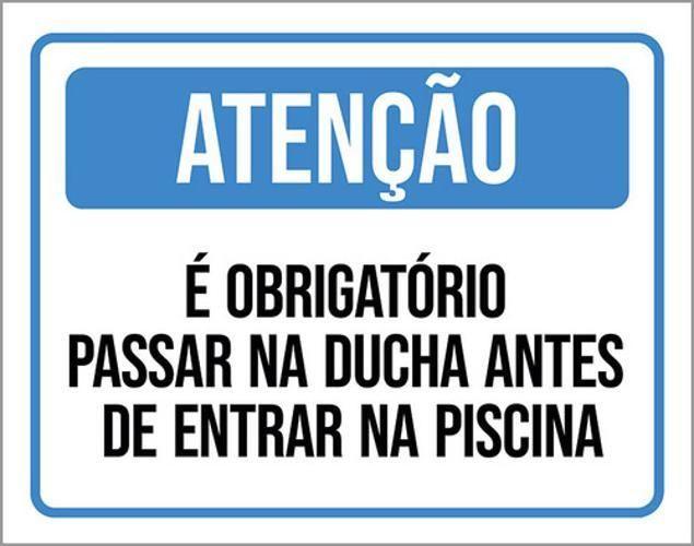 Imagem de Kit 3 Placas Sinalização - Obrigatório Ducha Antes Piscina