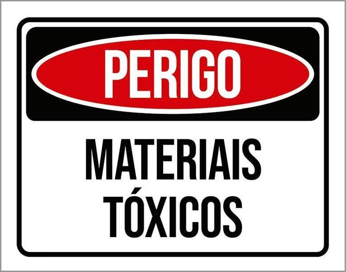 Imagem de Kit 3 Placas Sinalização Perigo Materiais Tóxicos