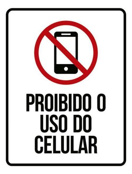 Imagem de Kit 3 Placas Sinalização - Proibido Uso Do Celular Ícone