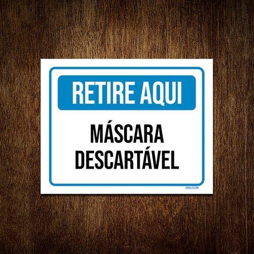 Imagem de Kit 3 Placas Sinalização Retire Aqui Máscara Descartável