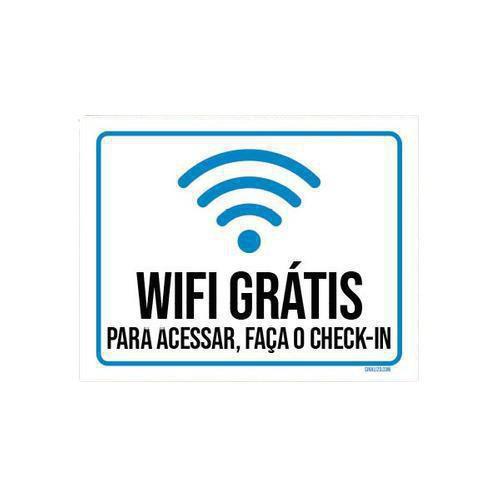 Imagem de Kit 3 Placas Sinalização Wifi Acessar Faça Check-In